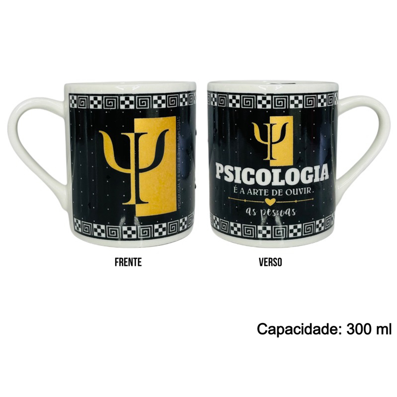 Caneca de Porcelana Decorada PSICOLOGIA 300ml Café Chá