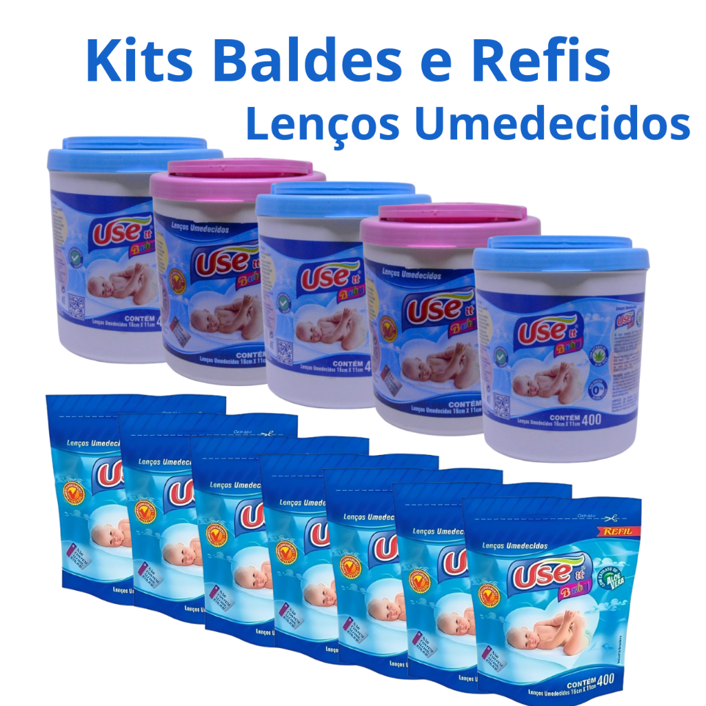 Kit Lenços Umedecidos Balde Refil Use It Baby em Oferta na Shopee