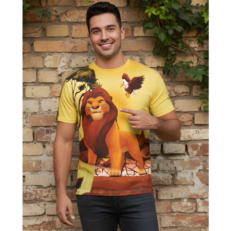 Camisa Masculina Adulta ou Infantil - Leão Rei em Oferta na Shopee