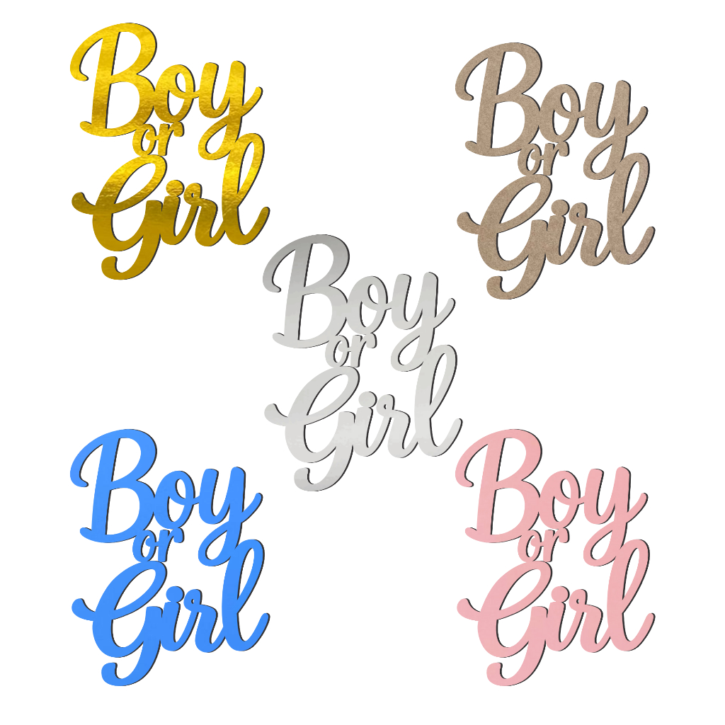 Letreiro MDF Boy or Girl 40cm Dourado Cru Prata Azul Rosa Aplique Frase Painel Decorativo Festa Decoração em Oferta na Shopee