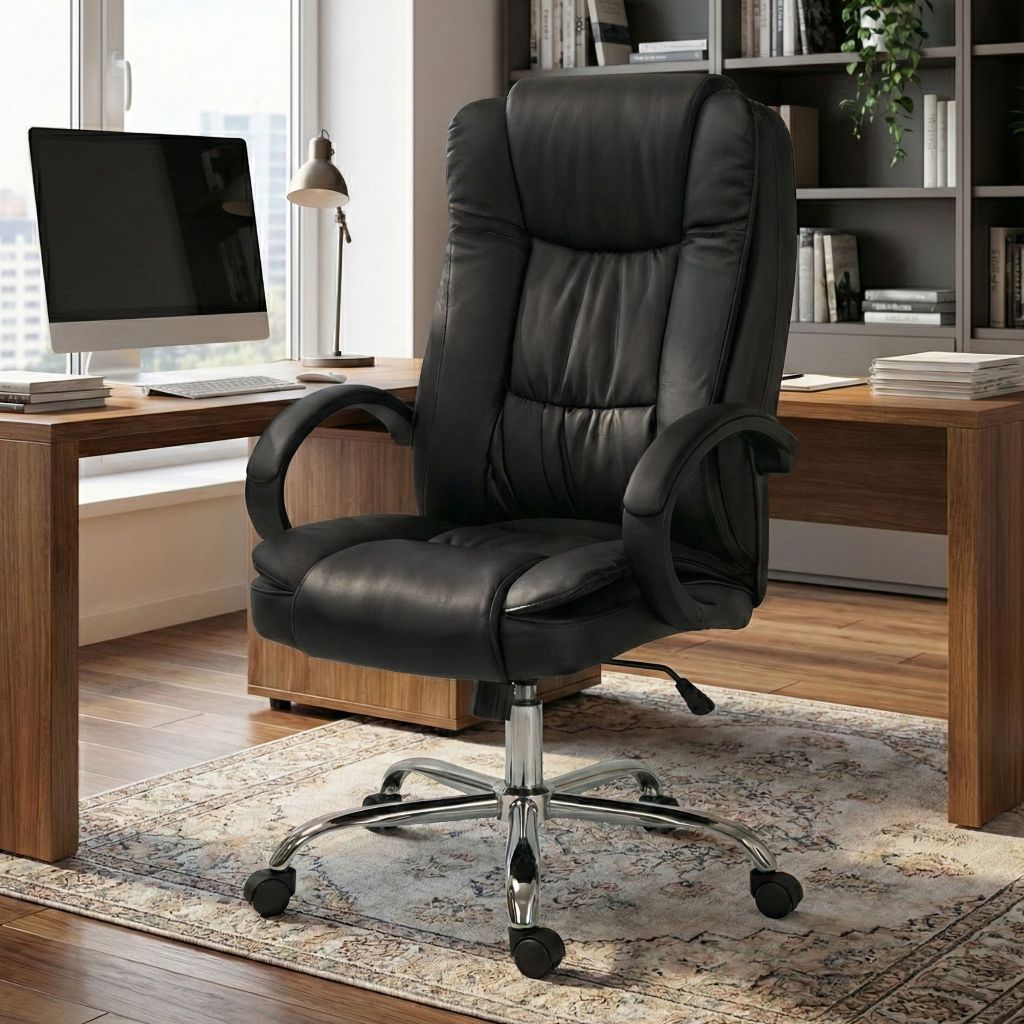 Cadeira Presidente Executiva De Escritório Com Relax Couro PU Ergonômica Office