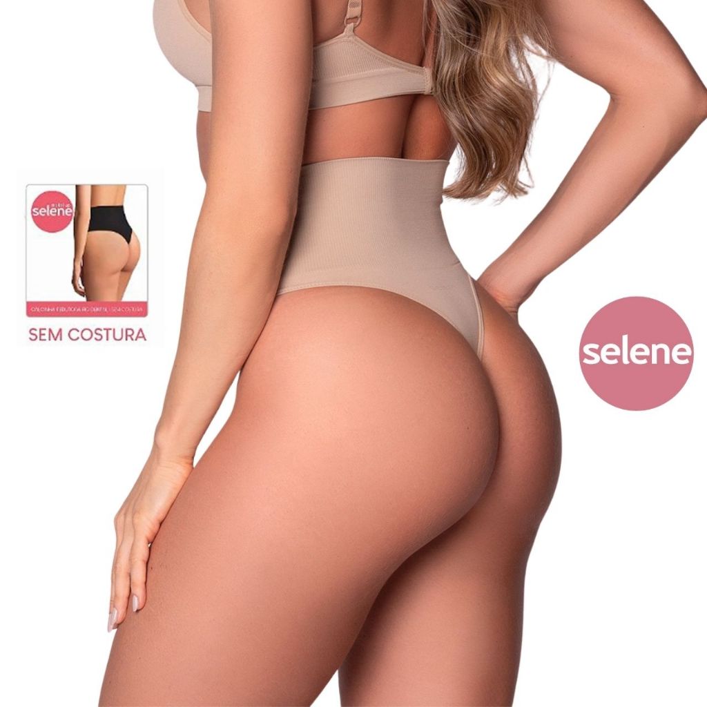Calcinha Redutora GG Fio Dental Selene Cós Médio Canelado Duplo Conforto e Compressão em Oferta na Shopee