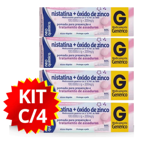POMADA ASSADURA KIT 4 UN NISTATINA+ÓXIDO DE ZINCO 60G em Oferta na Shopee