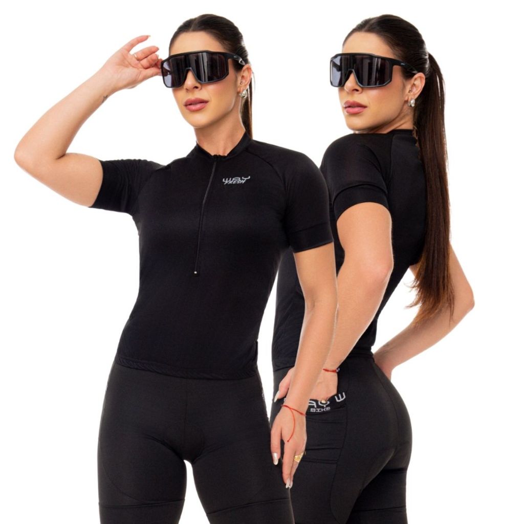 Camisa de Ciclismo Feminina Way Fresh Preta