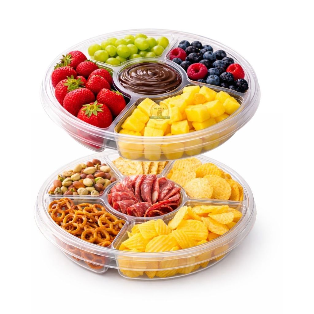 Petisqueira Descartável com tampa e 4 divisórias G540 / 500 ml (10 unidades) em Oferta na Shopee