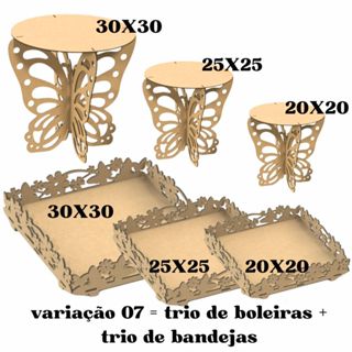 Boleira + Bandeja Borboletas Floral mdf crú decoração festa mesa decorada base bolo em Oferta na Shopee