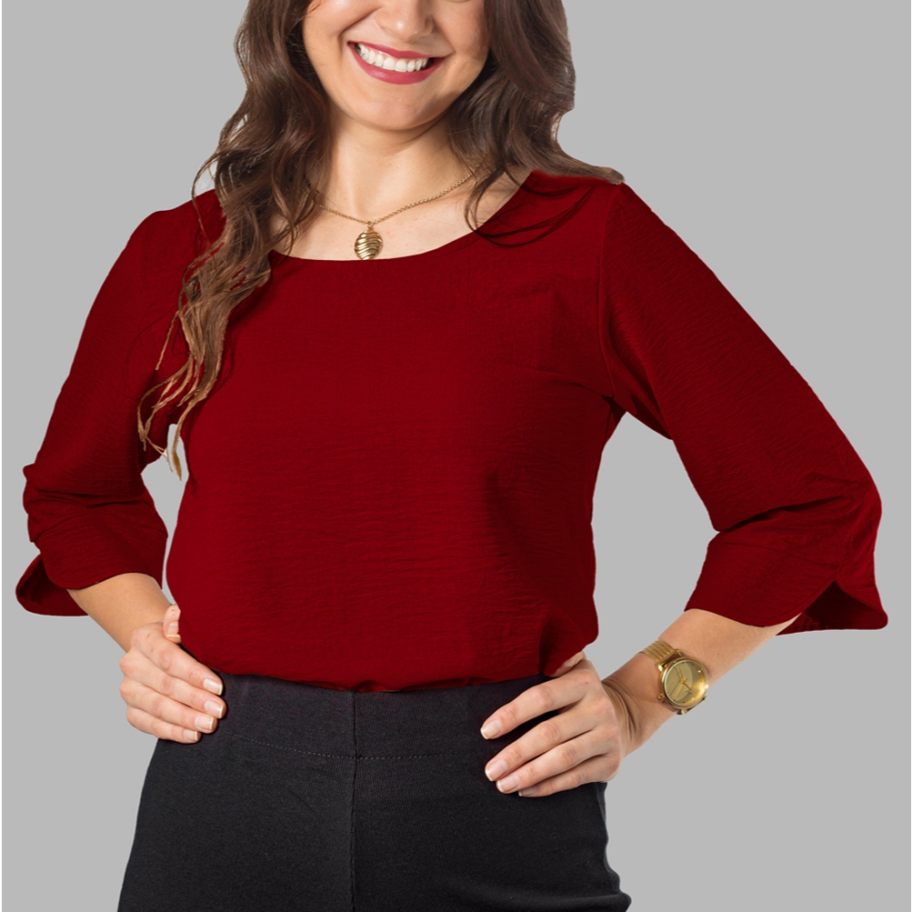 Blusa Blusinha Social Feminina Manga 3/4 Moda Evangelica Alê Vieira