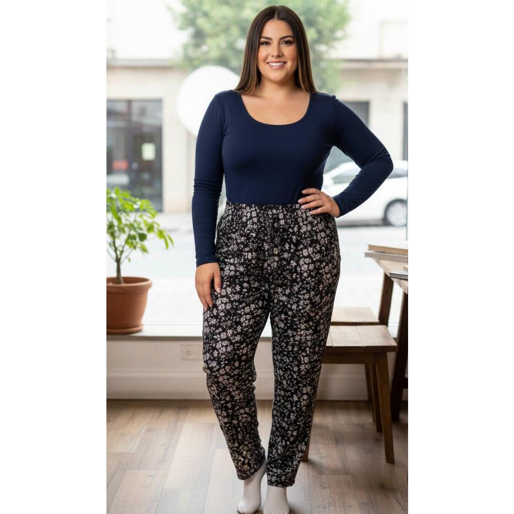 (I)Calça Estampado de Malha fria, Soltinho, Leve e Fresquinho. Com Elástico na Cintura e com Bolsos