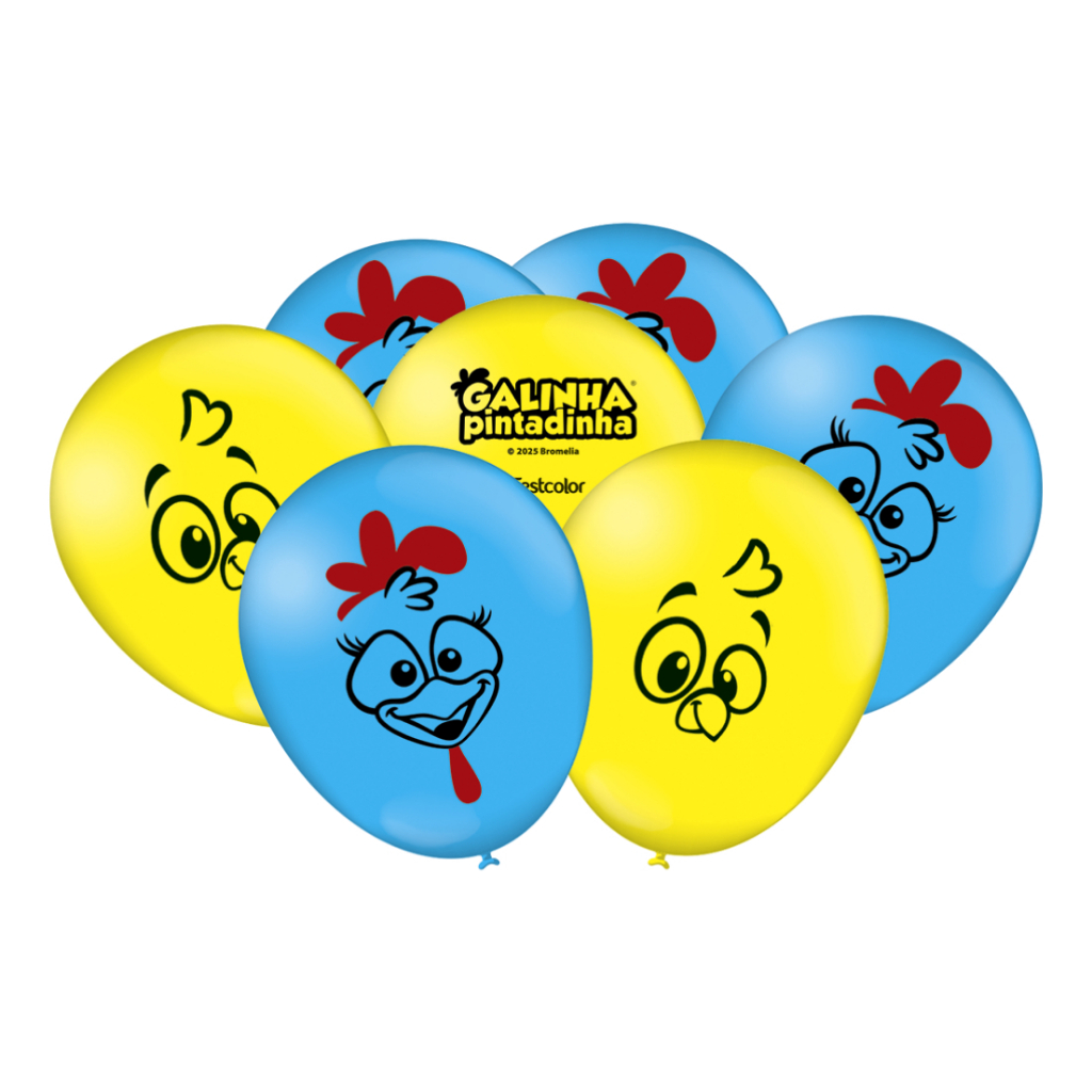 Balão Galinha Pintadinha Bexiga Desenho Infantil N9 C/ 25uni em Oferta na Shopee
