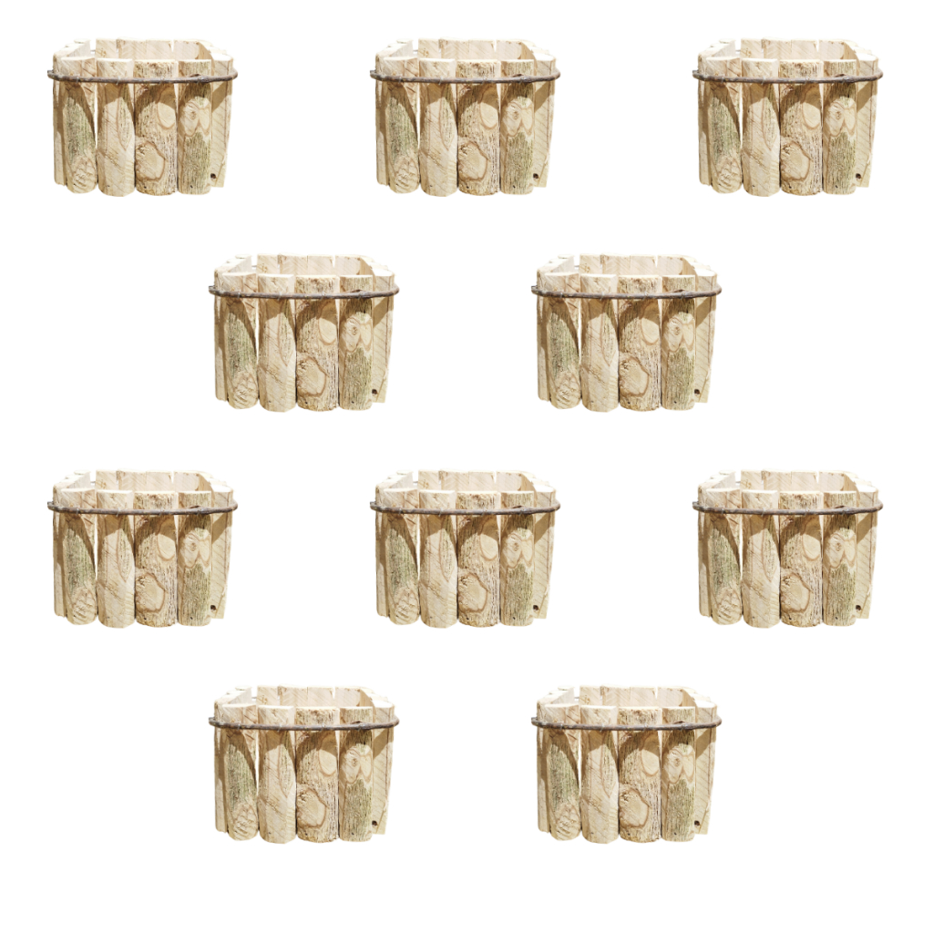 Kit Com 10 Cachepot Artesanal De Madeira Pau De Café Rústico Decorativo 15 cm em Oferta na Shopee