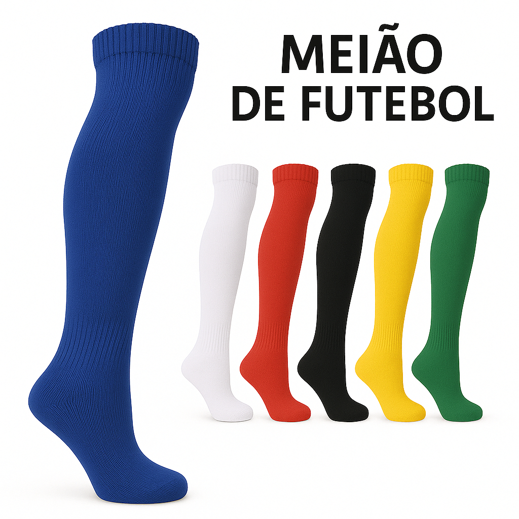 1 Par Meião Futebol Adulto Masculino Esportivo Alta Performance Tam 38 ao 45