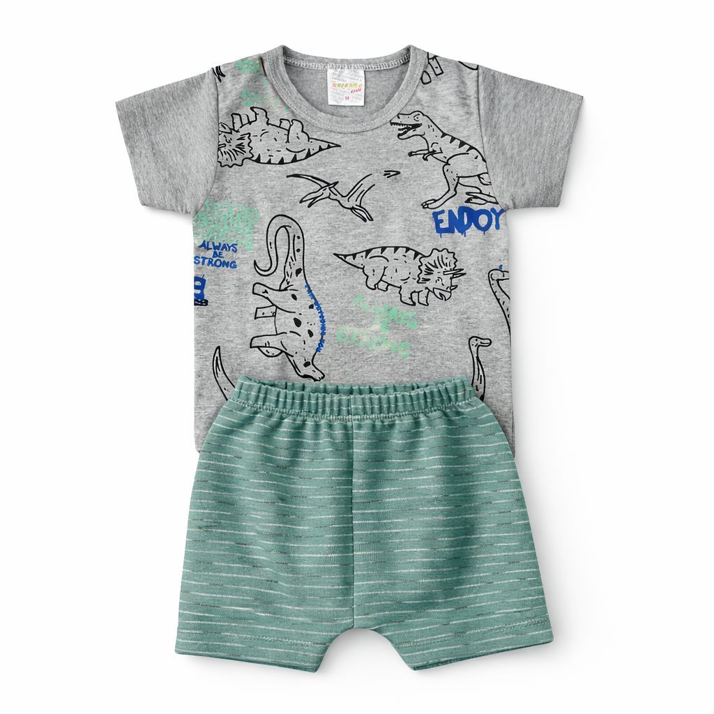 Conjunto Infantil Menino Bebê Camiseta Estampada + Shorts Confortável Roupa Infantil Casual Verão | P ao GG | REF 2422
