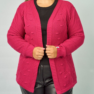Casaco Feminino Plus Size em Tricô Aberto Sem Botões Casual Elegante - 20221 em Oferta na Shopee