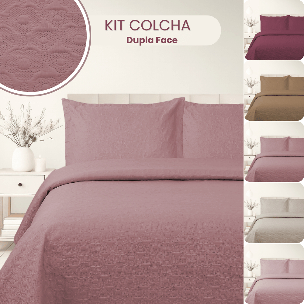 Kit Colcha Cobre Leito Casal Queen King Solteiro 2 e 3 Peças c/ Porta Travesseiro Habitat Flora 7
