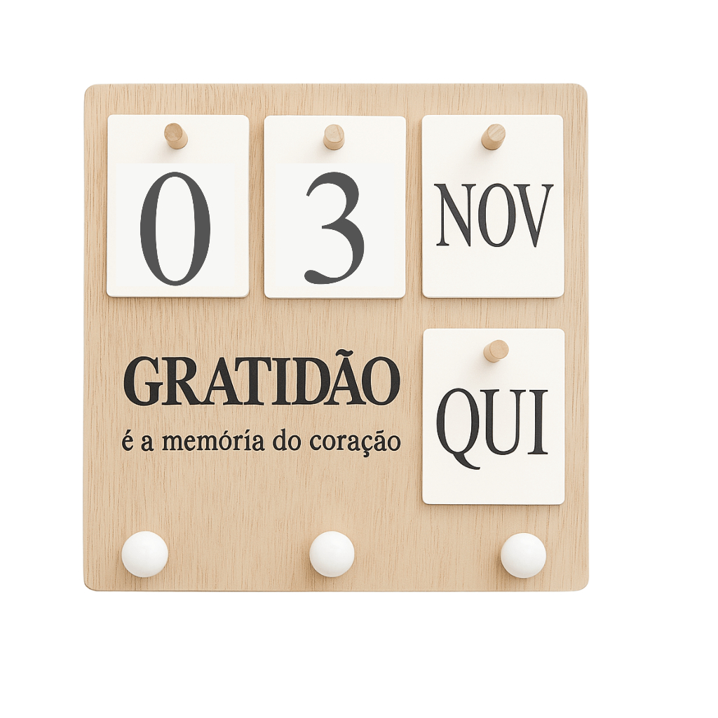 Calendário Decorativo Bege de Parede com Portas Chave