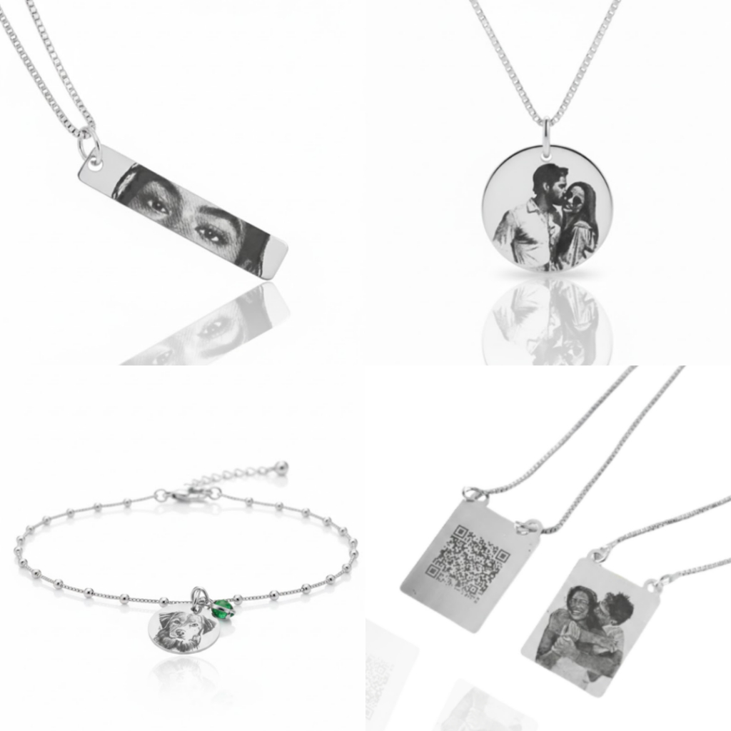Colar Pulseira Escapulário Personalizado Com Foto Casal Família Para Presente Banhado a Ouro 18k e Prata 925 em Oferta na Shopee