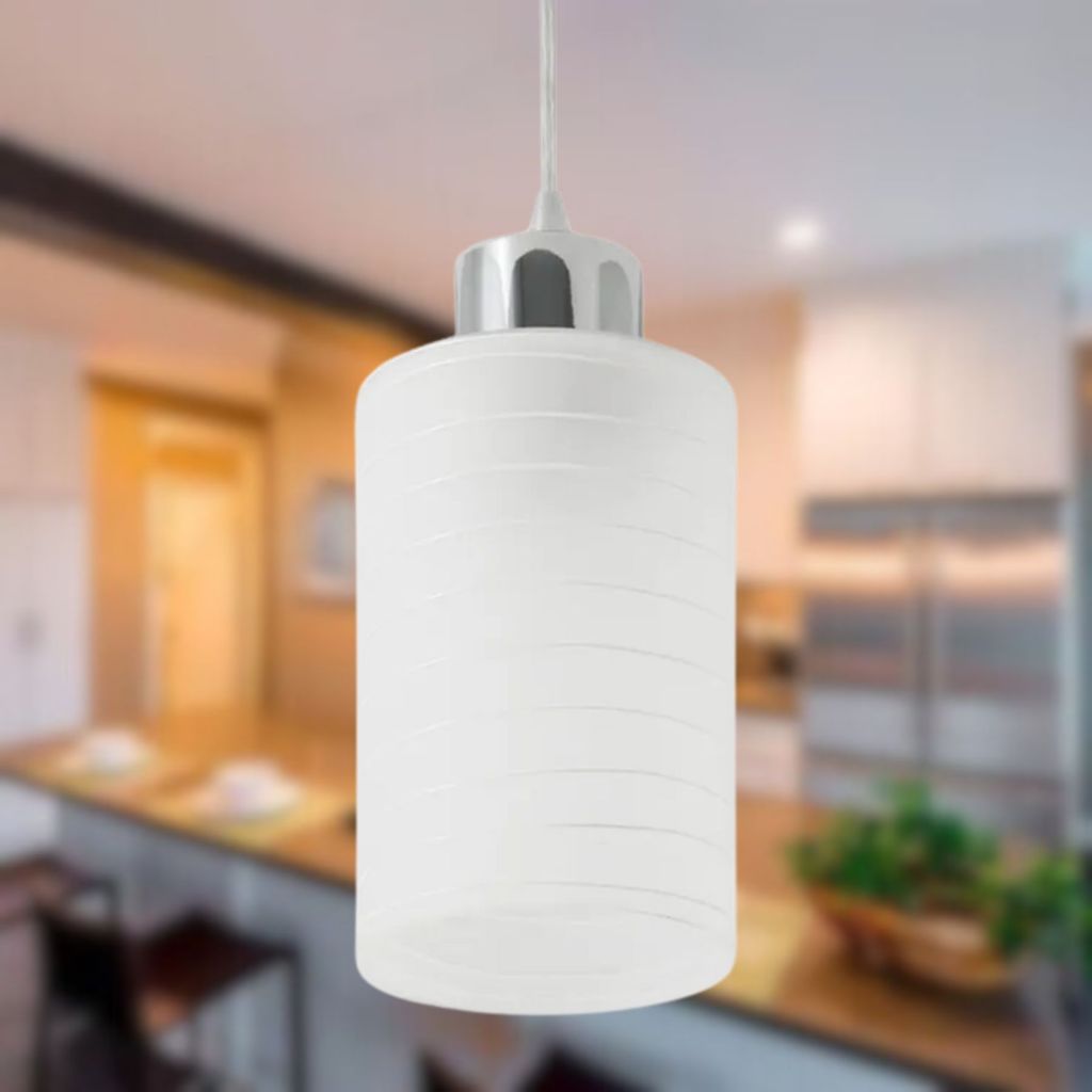 Luminária Pendente em Vidro Branco Bivolt Bancada / Sala em Oferta na Shopee