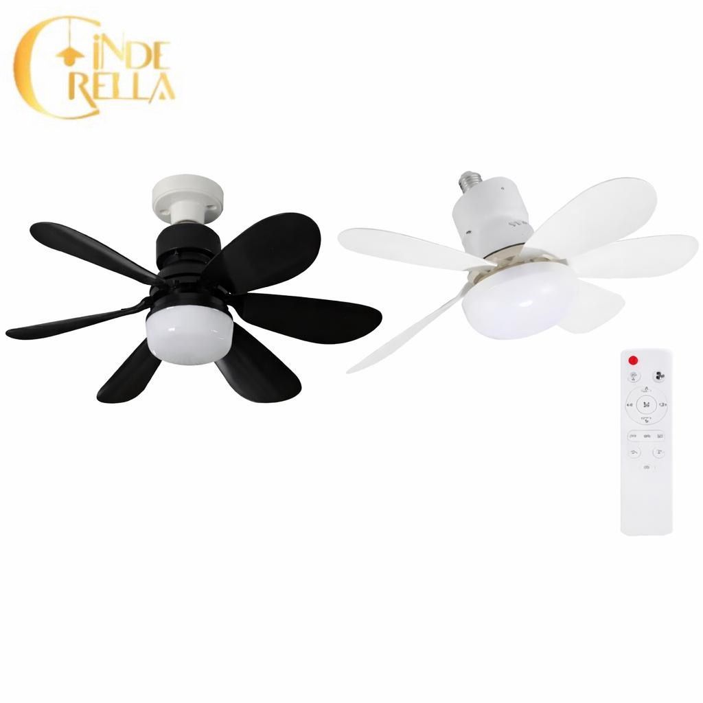 Imagem Ventilador de teto turbo silencioso, 6 pás, 80W, LED 3 cores, soquete E27, controle remoto com timer e bivolt.