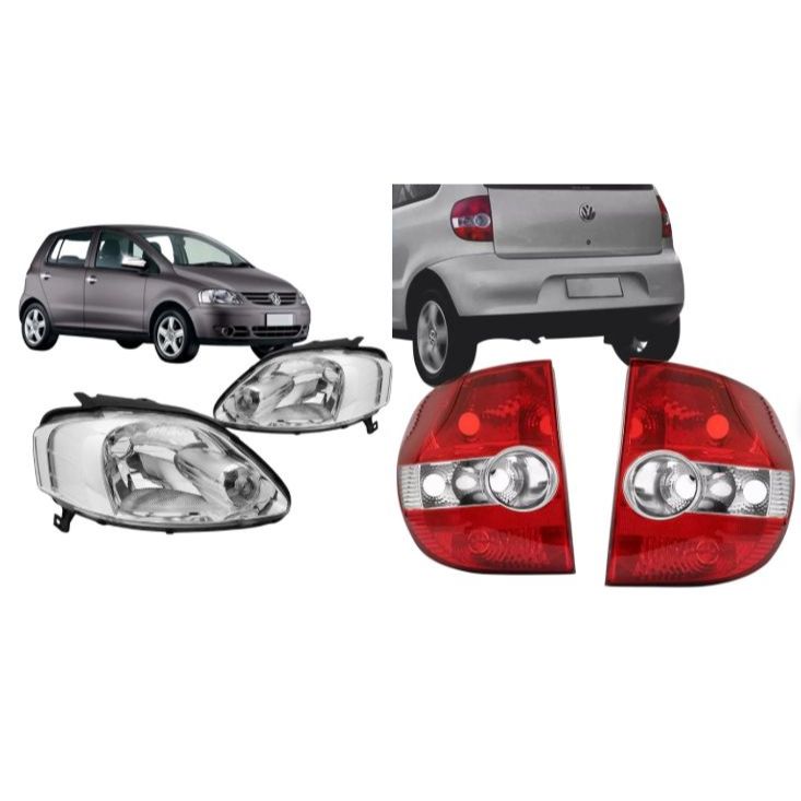 Kit Par do Farol + Par da Lanterna traseira fox cross fox 2004 2005 2006 2007 2008 2009 2010 Foco Simples