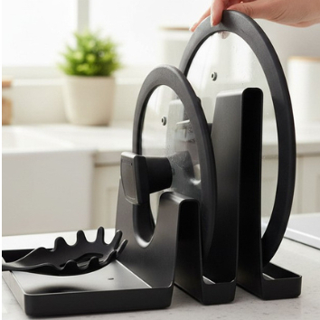 Descanso para Tampa de Panela com Suporte Apoio de Colhe Plástico  Marca Lyor