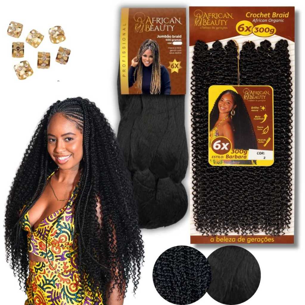 Kit Gypsy Braid 1 Jumbo African Beauty e Crochet Organico 75cm Cacheado