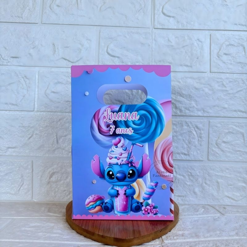 PEGUE E MONTE - Sacolinha Surpresa Personalizada Stitch Confeiteiro -Festa Infantil - Aniversário – Lembrancinha