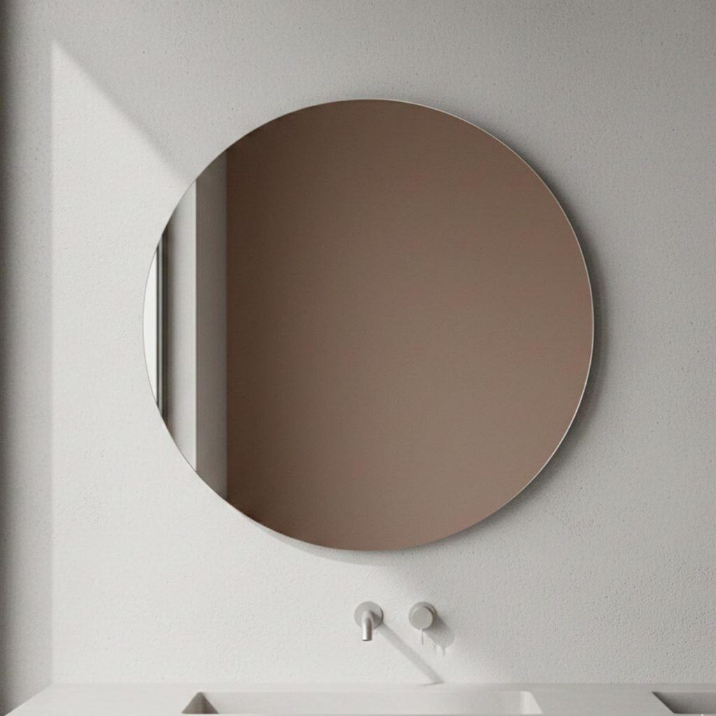 Espelho Decorativo Redondo 60cm Lapidado c/ Fita Dupla Face para Sala, Quarto, Banheiro