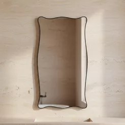 Espelho Orgânico Paris 60x80cm para Banheiro Sala com Borda em Couro Ecológico e Fixação de Parede
