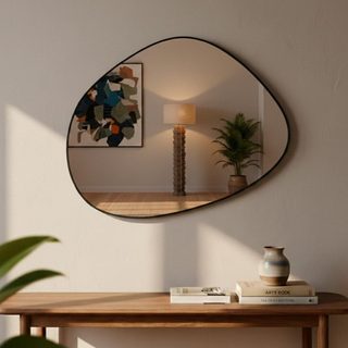 Espelho Orgânico Nuvem 44x64cm - Moldura em Couro Ecológico para Banheiro Sala estilo Pinterest