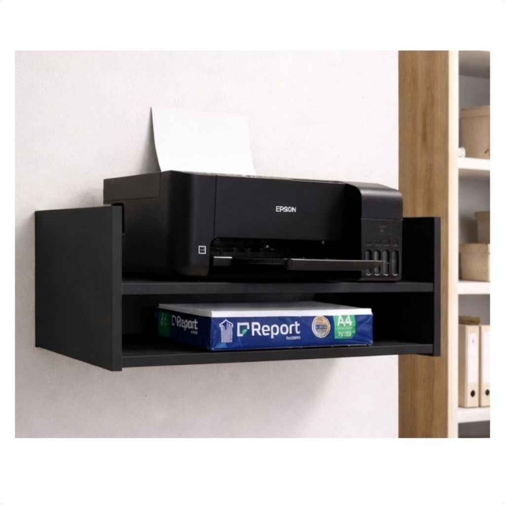 Suporte Para Impressora Prateleira Gamer Com divisória Branco Preto