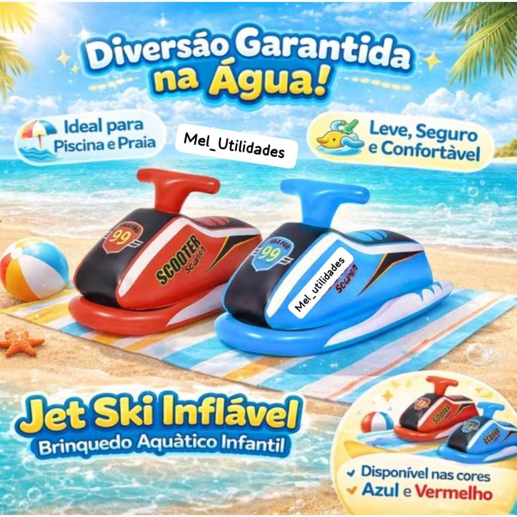 Boia Inflável Jet Ski Boia Infantil Sortida Scooter Diversão na Piscina Criança Feliz Diversão
