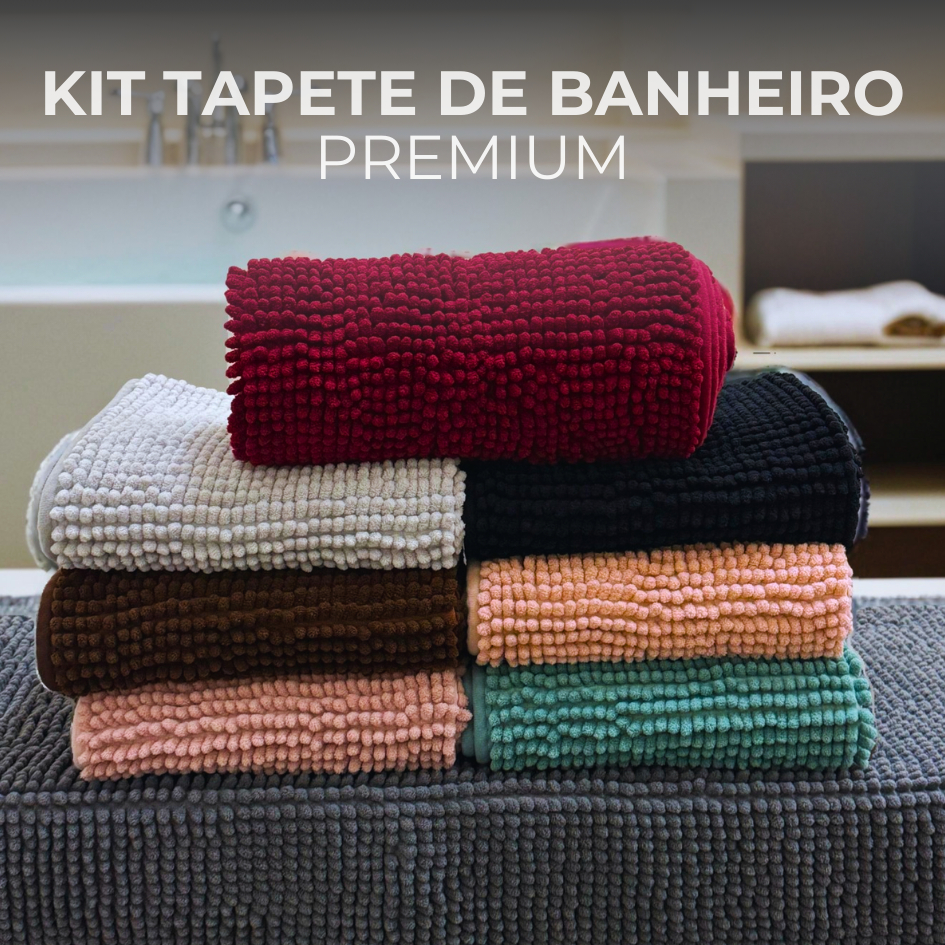 Kit Tapete Banheiro Microfibra 40x60 Antiderrapante Box Bolinha Macarrão Várias Cores Premium