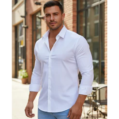 Camisa Social Masculina Slim Fit Luxo Facil de Passar