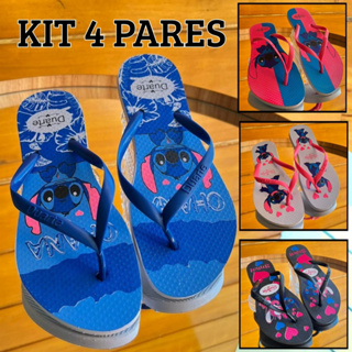 Kit 4 pares de chinelo feminino sortidos macio e confortavel em Oferta na Shopee