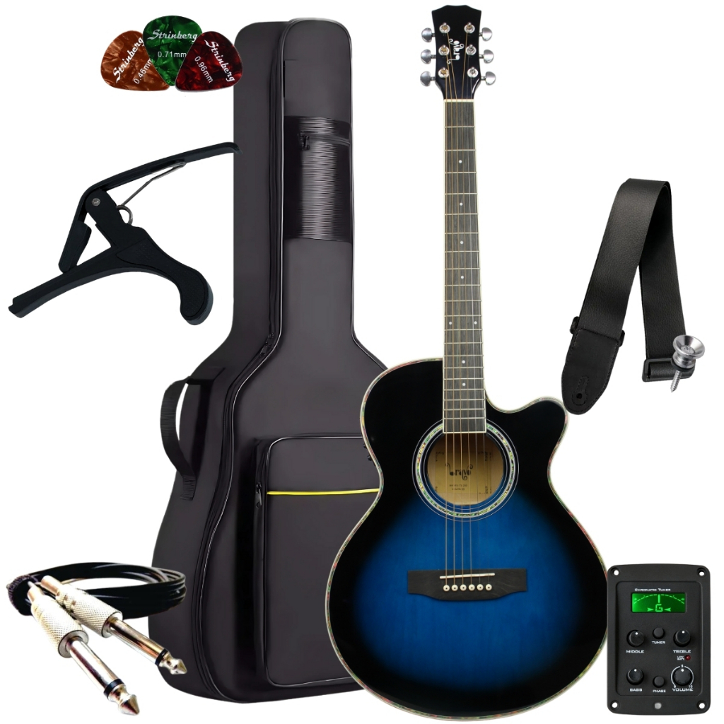 Kit Violão Elétrico Bravo TF200 Aço Série Tuneful + Bag Luxo + Acessórios em Oferta na Shopee