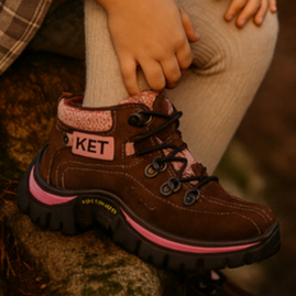 Bota Infantil Meninas Coturno Couro Legitimo Tenis Adventure Marrom em Oferta na Shopee