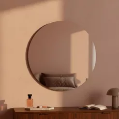 Espelho Redondo Lapidado 60cm com Fita Dupla Face para Sala, Quarto e Banheiro Moderno