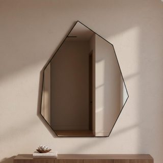 Espelho Orgânico Prisma 60x80cm para Banheiro Sala com Borda em Couro Ecológico e Fixação de Parede em Oferta na Shopee