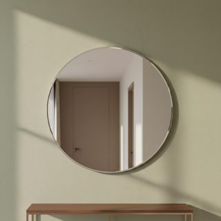 Espelho Redondo do Pinterest Moderno para Banheiro Sala 50cm Moldura Couro Ecológico Redondo em Oferta na Shopee