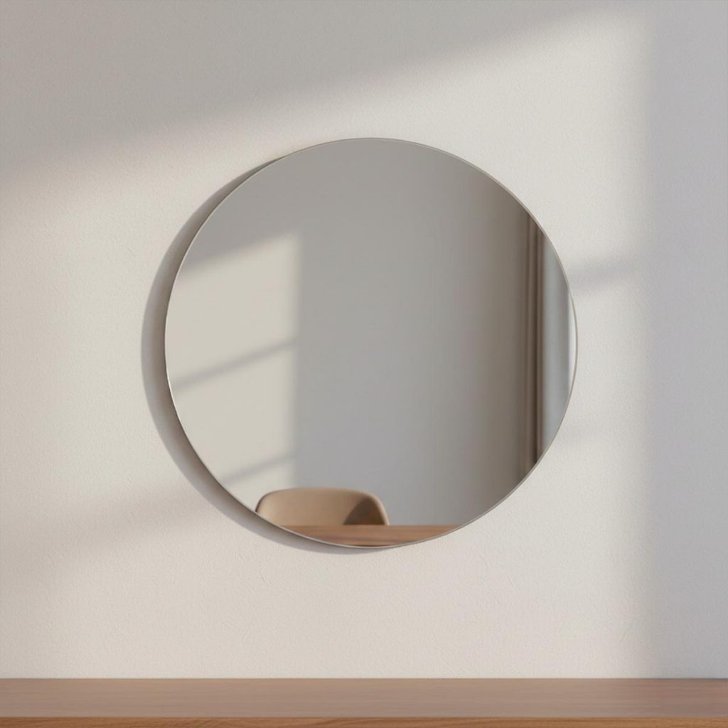 Espelho Redondo 40 50 60cm Lapidado c/ Fita Dupla Face para Ambientes Sala Quarto Banheiro em Oferta na Shopee