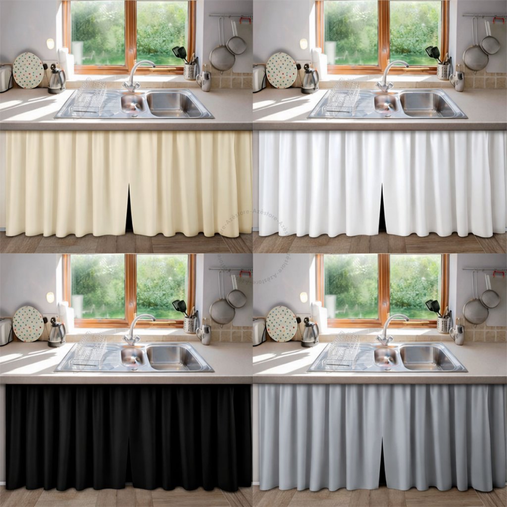 Cortina de Pia Cozinha PVC Lavável Impermeável Fácil de Limpar Varias Cores Antimofo