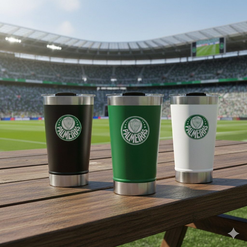 Copo Inox Térmico Palmeiras 473ml Inox Personalizado | Escudo Time em Oferta na Shopee