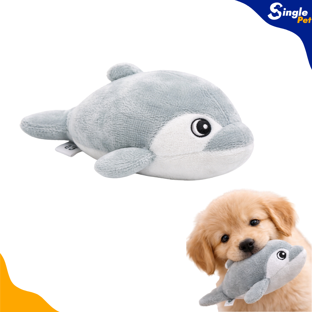 Brinquedo de Pelúcia Golfinho com Apito para Cães Savana - Mordedor de Pelúcia Macia e Fofinha