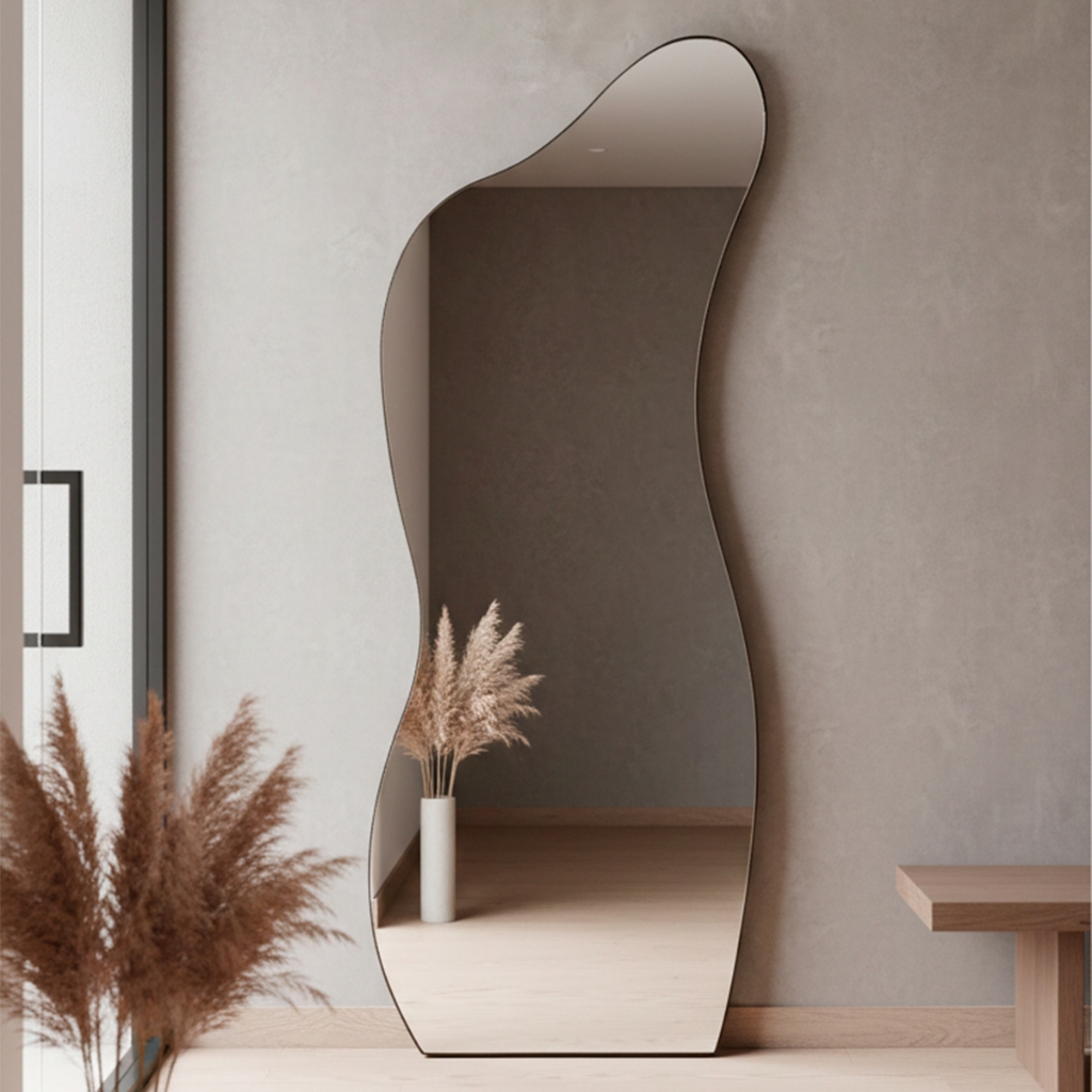 Espelho Curves 170x70 – Estilo Minimalista Industrial com Moldura em Couro Ecológico em Oferta na Shopee