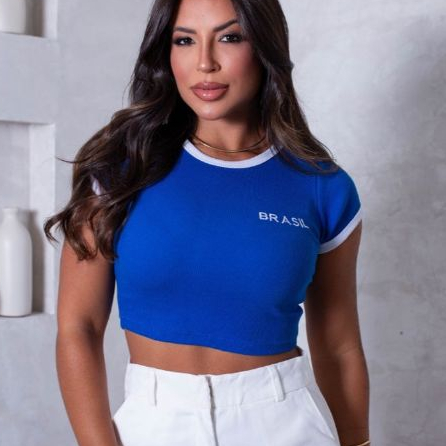 Camisa Feminina com Bordado Brasil Copa 2026 em Algodão