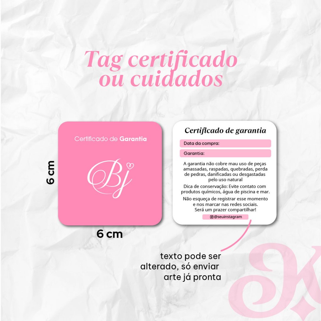 Cerificado de garantia ou cuidados acessórios personalizado em Oferta na Shopee