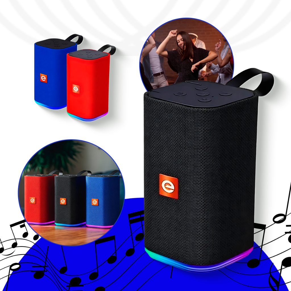 Caixa Caixinha de Som Bluetooth com Rádio FM LED RGB Portátil USB MicroSD AUX