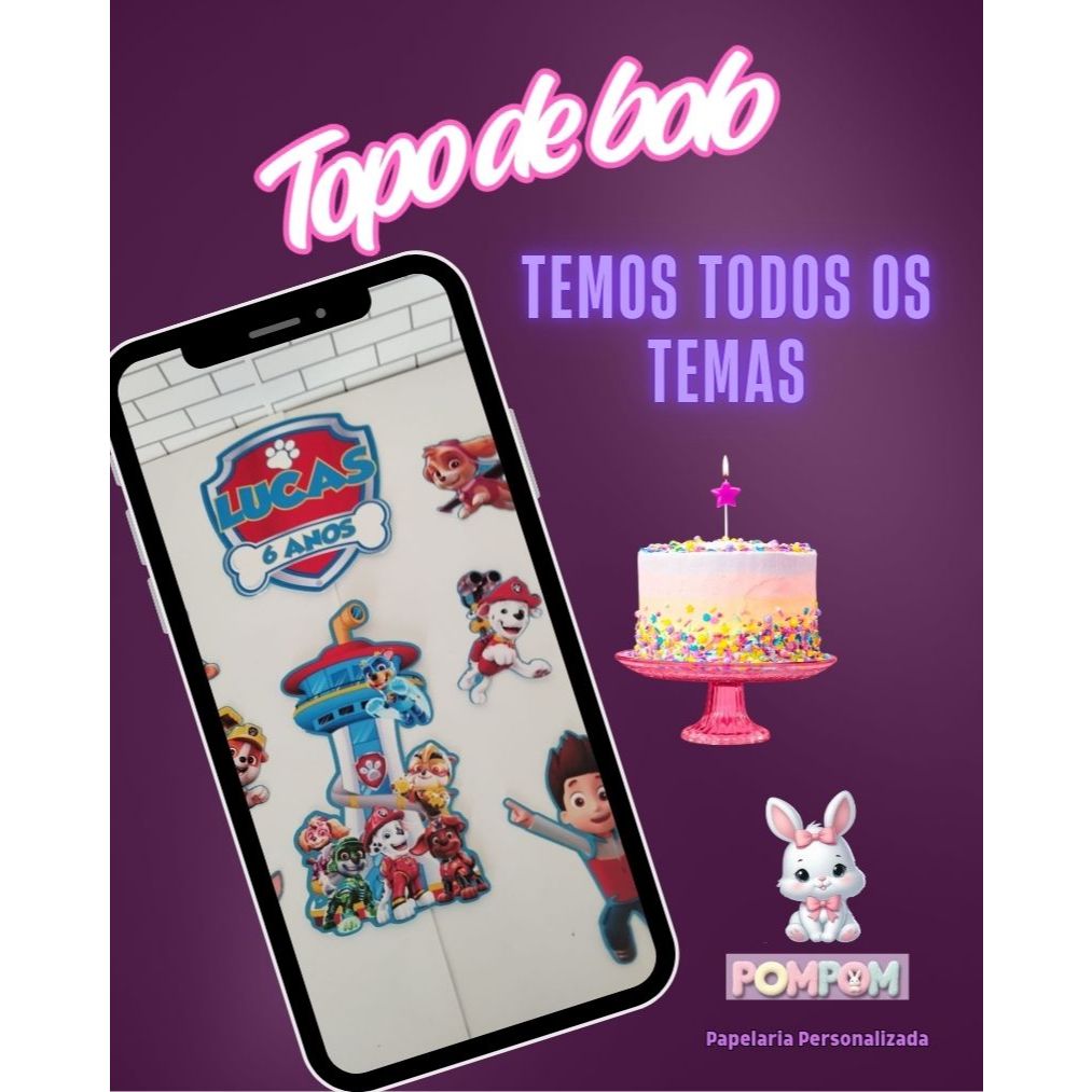 TOPO DE BOLO-TOPPER-PERSONALIZADO-ANIVERSÁRIO-MÊSVERSÁRIO-FESTA-INFANTIL-PATRULHA CANINA