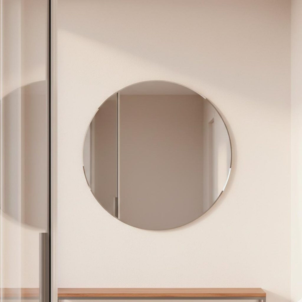 Espelho Decorativo Redondo 50cm Lapidado c/ Fita Dupla Face para Sala, Quarto, Banheiro
