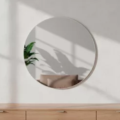 Espelho Redondo 40cm Lapidado com Fita Dupla Face para Uso em Sala Quarto Banheiro